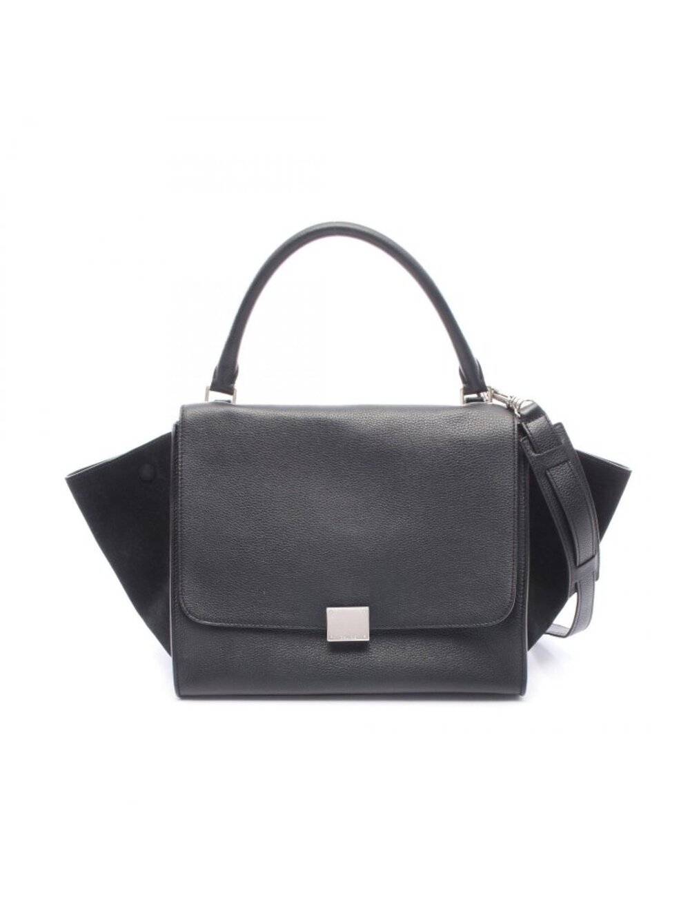 Celine Handbag Trapeze Black Leather Suede